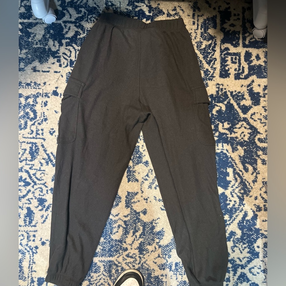 Aerie Dark Gray Waffle Knit Pants - Picture 3 of 5
